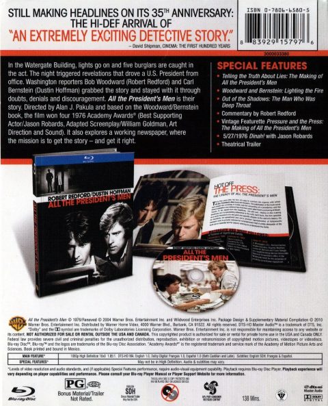 [USADO] All The President's Men Blu-Ray (Digibook) (sin J-Card)