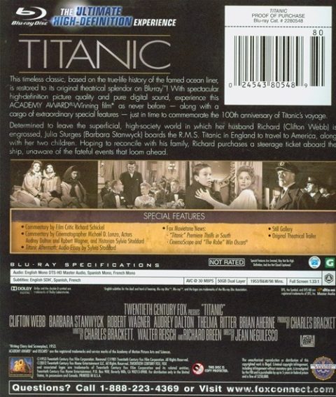 37014_back Titanic (1953) Fox Studio Classics Blu-Ray