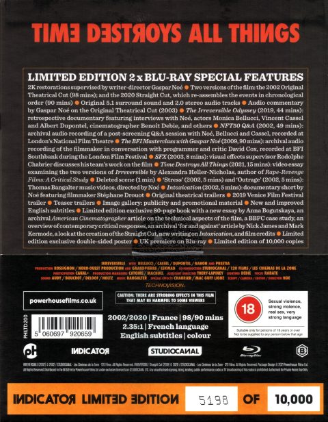 254988_back Irreversible (Irréversible) Blu-Ray Indicator Series