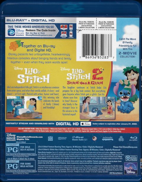 180567_back Lilo and Stitch (2-Movie Collection) Blu-Ray + DVD