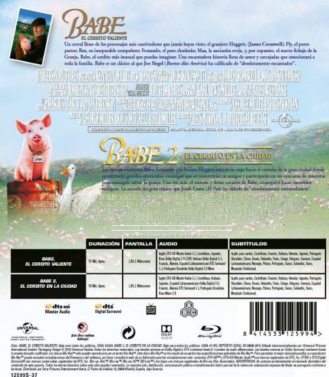 258716_back Babe 2-Movie Collection (Babe El Cerdito Valiente / Babe 2 El Cerdito en la Ciudad) Blu-Ray