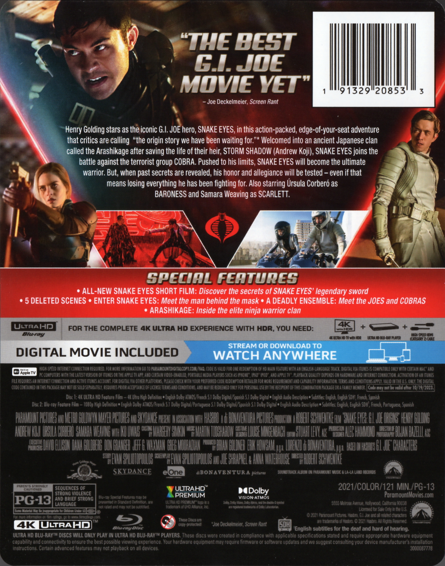 Snake Eyes: G.I. Joe Origins UHD4K + Blu-Ray (Steelbook) - Imagen 3