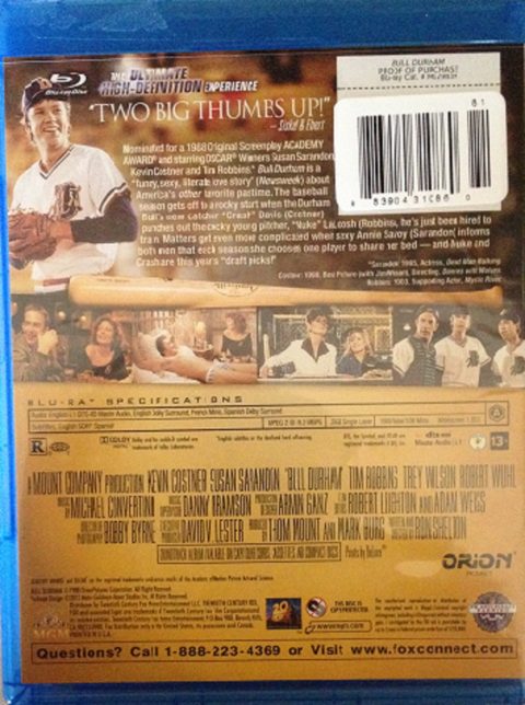 104452_back Bull Durham Blu-Ray (Walmart Exclusive)