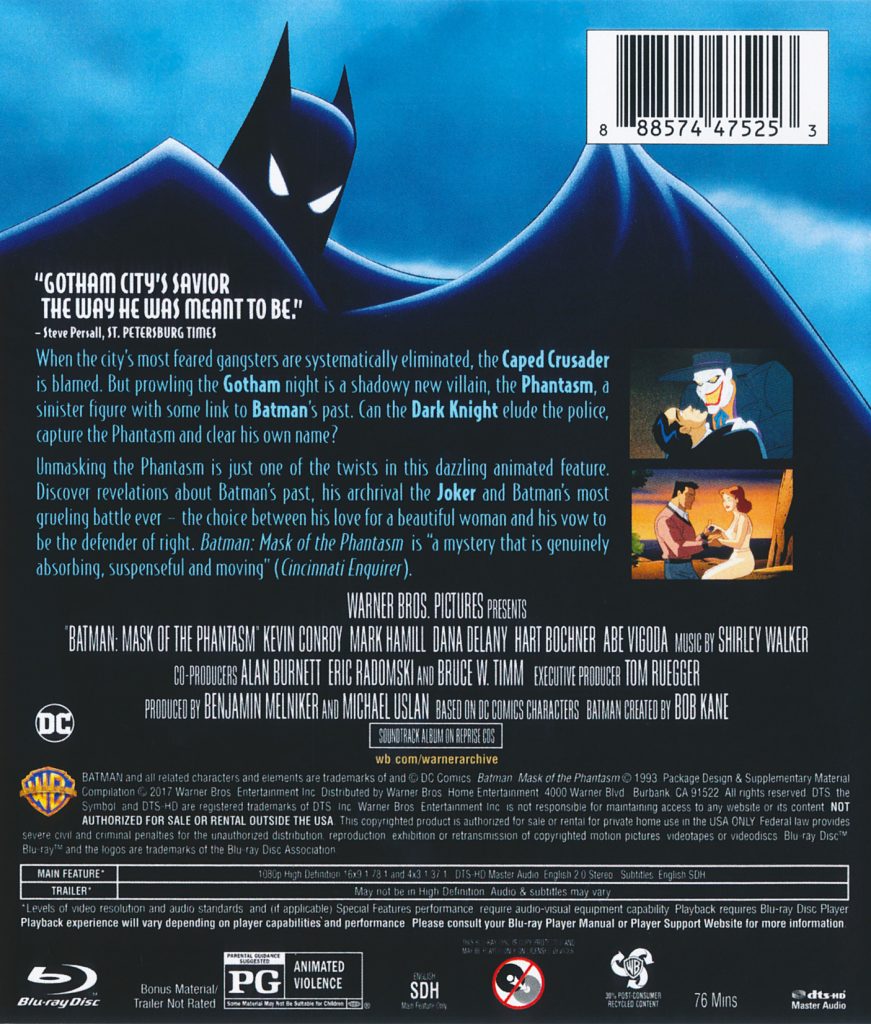 [USADO] Batman Mask of the Phantasm Bluray (Warner Archives) fílmico