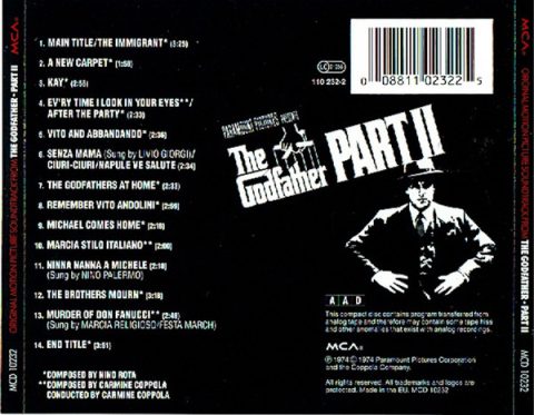 The Godfather Part II - Original Motion Picture Soundtrack CD
