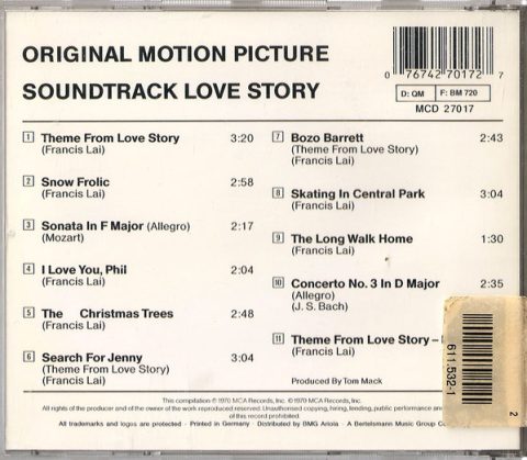 [USADO] Love Story - Music From The Original Soundtrack CD