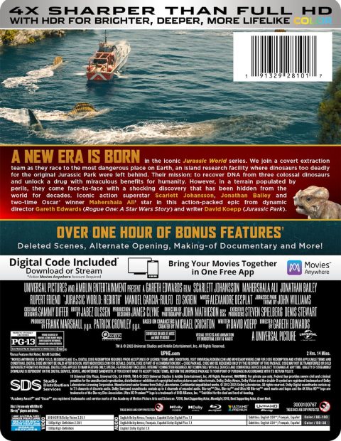 Jurassic World: Rebirth UHD4K + Blu-Ray (Limited Edition SteelBook)