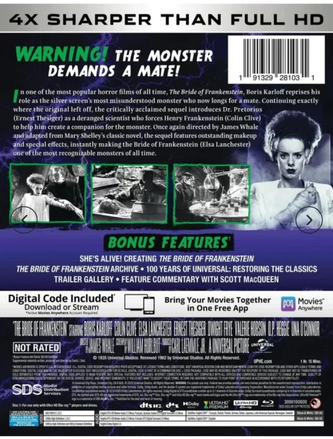 The Bride of Frankenstein UHD4K + Blu-Ray (90th Anniversary Limited Edition SteelBook)
