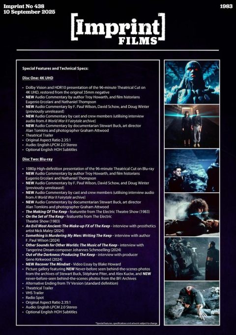 11as The Keep UHD4K + Blu-Ray + CD (Estuche lenticular)