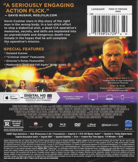 [USADO] Criminal Blu-Ray