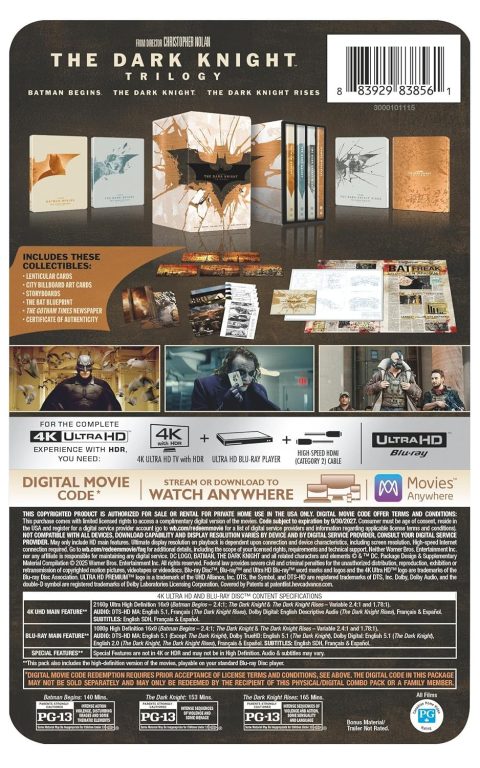 The Dark Knight Trilogy UHD4K + Blu-Ray (SteelBook / 20th Anniversary Collection) (UK)