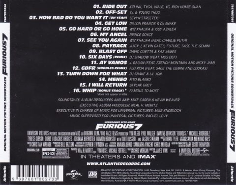 08d Furious 7 - Original Motion Picture Soundtrack CD