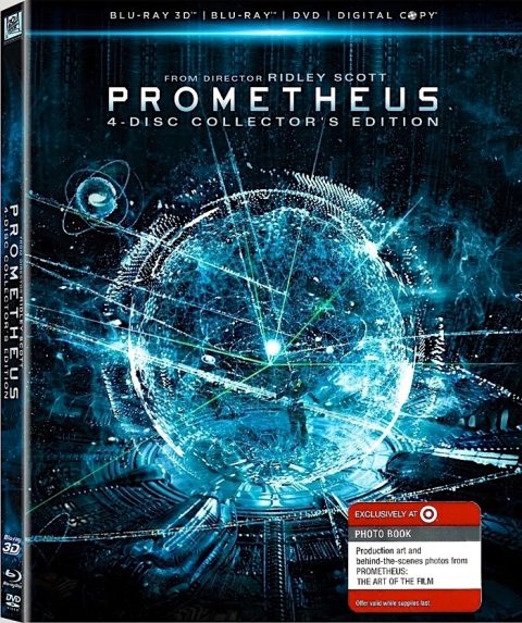 [USADO] Prometheus 3D Blu-Ray + Blu-Ray + DVD (Target Exclusive 4-Disc Collector's Edition / ArtBook)