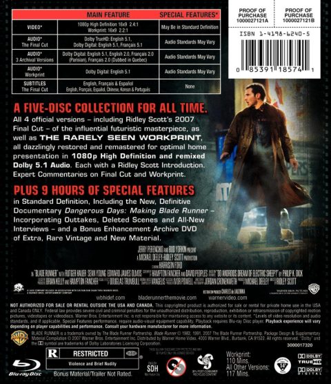 [USADO] Blade Runner 5-Disc Complete Collector's Edition Blu-ray