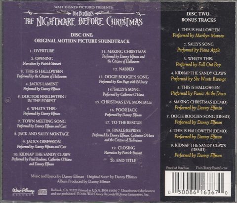Tim Burton's The Nightmare Before Christmas - Original Motion Picture Soundtrack CD