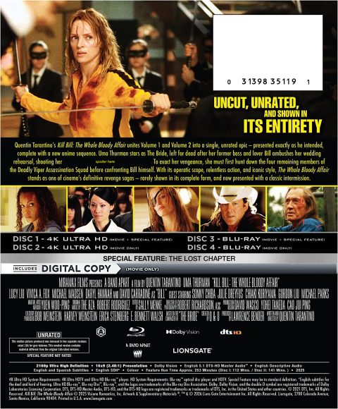 23076_slipback Kill Bill - The Whole Bloody Affair UHD4K + Blu-Ray (Unrated)