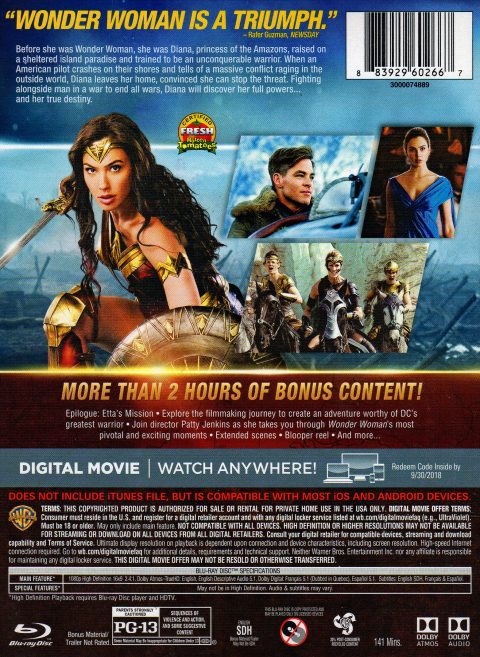 [USADO] Wonder Woman Limited Edition Blu-Ray (Digibook / Lenticular) (Sin J-Card) (Caja Dañada)