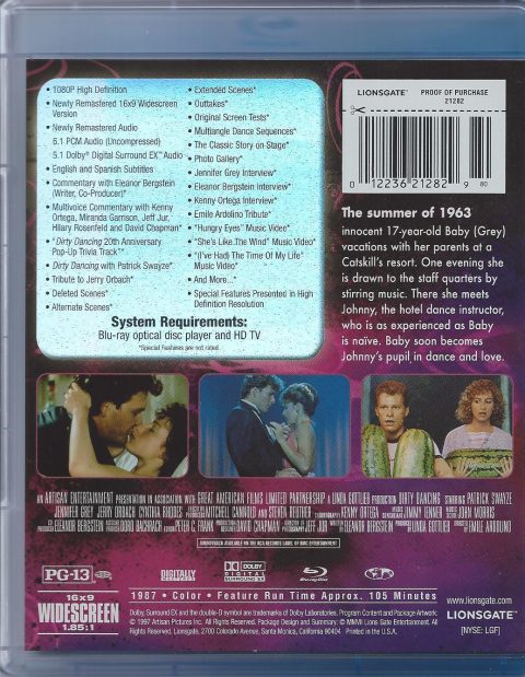 348_back Dirty Dancing 20th Anniversary Blu-Ray