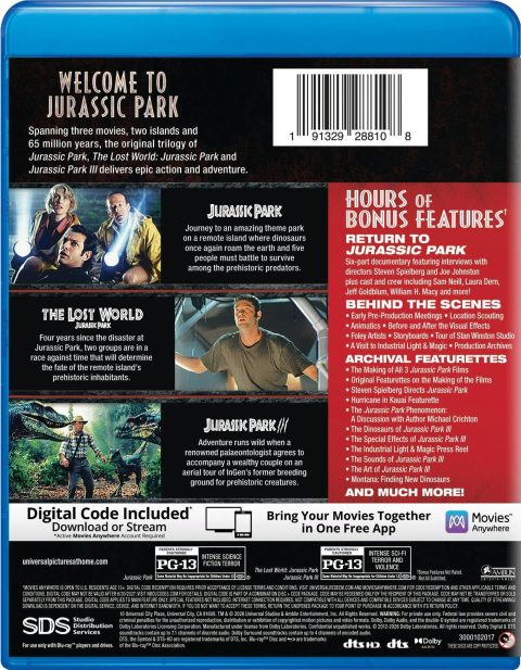415456_back Jurassic Park Trilogy (Jurassic Park / The Lost World / Jurassic Park III) Blu-Ray (incluye slipcover)