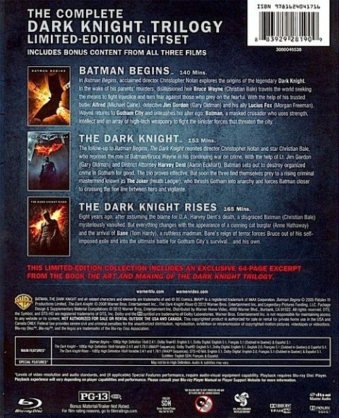 [USADO] The Dark Knight Trilogy (Digipack) Blu-ray (sin J-Card)