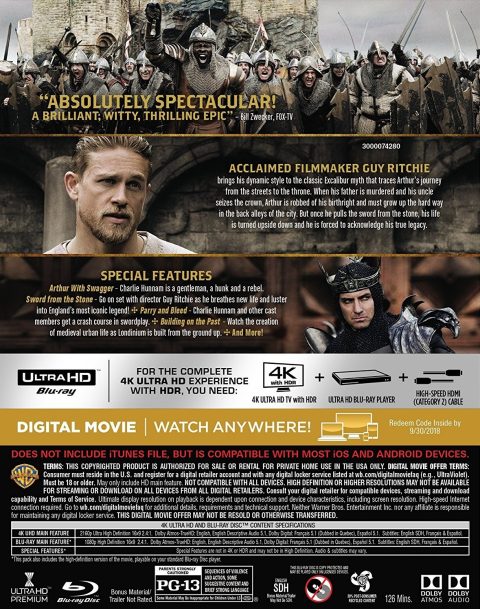 [USADO] King Arthur: Legend of the Sword UHD4K + Blu-Ray (incluye slipcover)