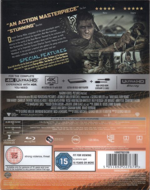 [USADO] Mad Max: Fury Road UHD4K + Blu-Ray (SteelBook / Edition Titans of Cult)