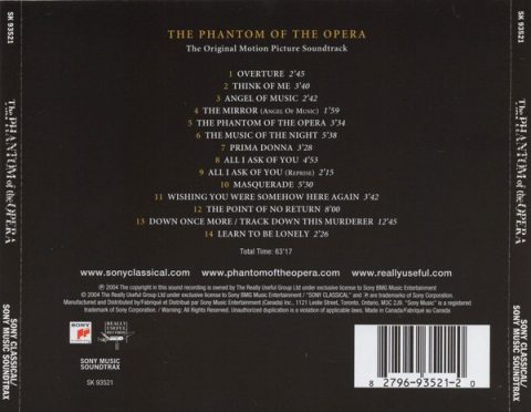 [USADO] The Phantom Of The Opera - The Original Motion Picture Soundtrack CD