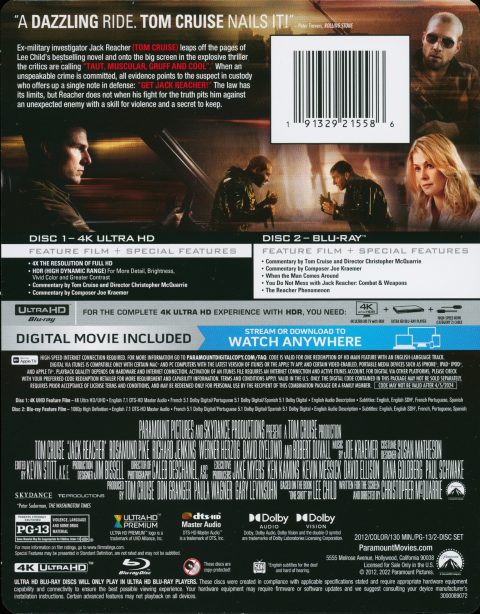 Jack Reacher UHD4K + Blu-Ray (Steelbook)