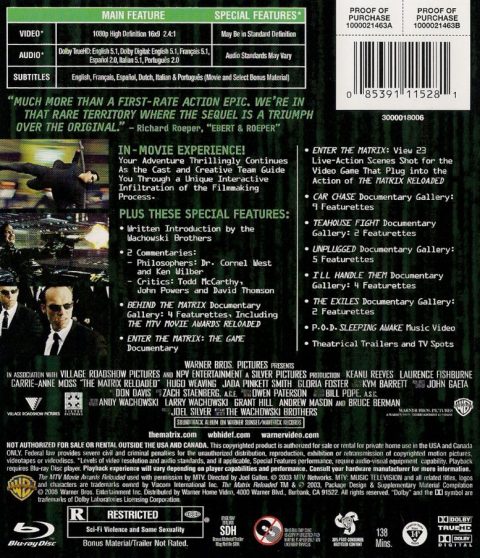 [USADO] The Matrix Reloaded Blu-Ray – fílmico